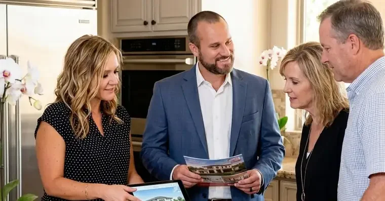 Michael and Heather Oliver of Oliver Realty with clients at a Tucson home sale