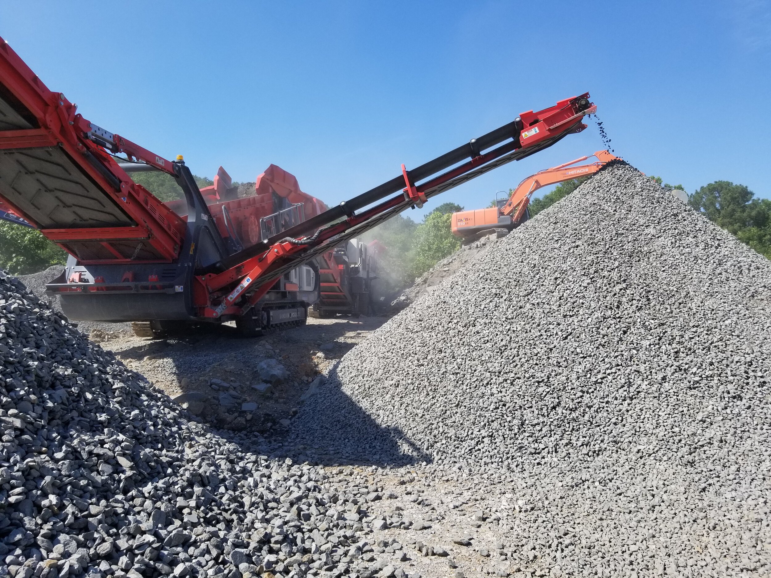 Crushed concrete being processed into recycled aggregate at RCM Alabama in Bessemer