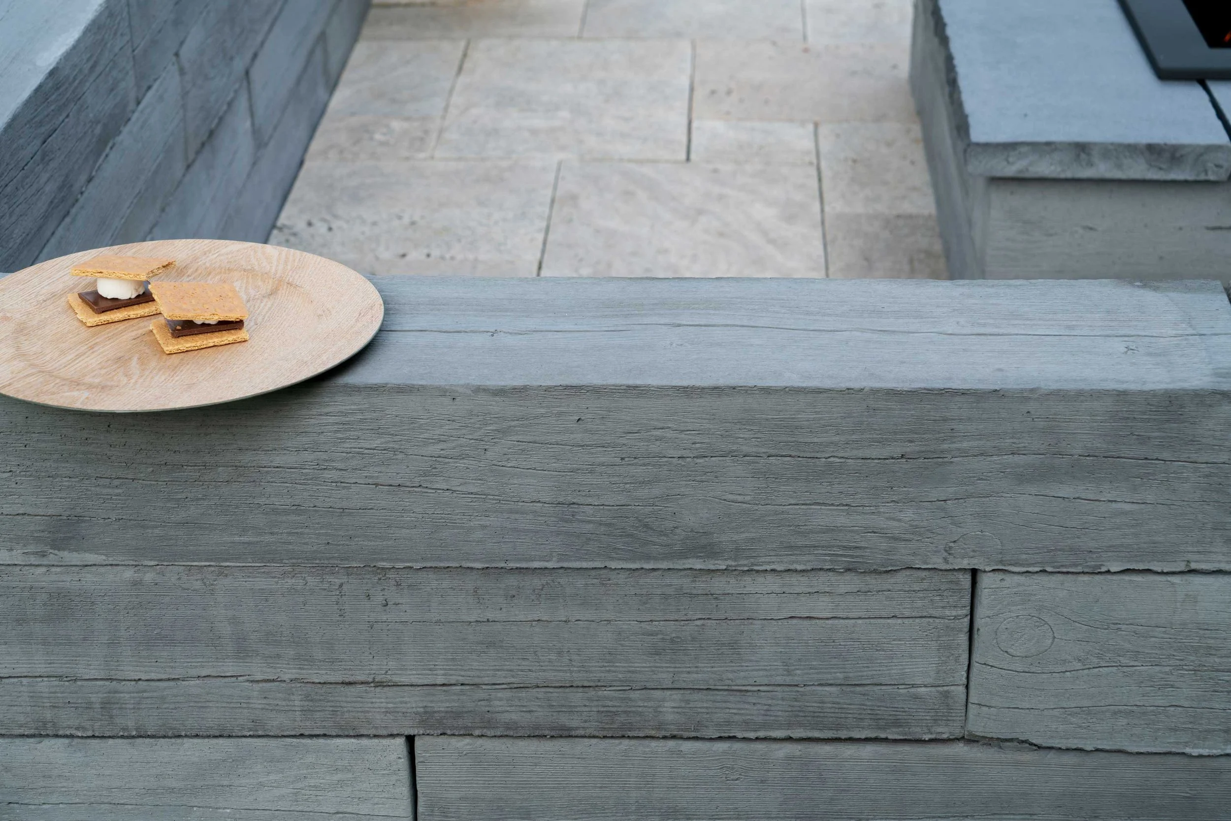 Raised planters built with Heartwood concrete blocks
