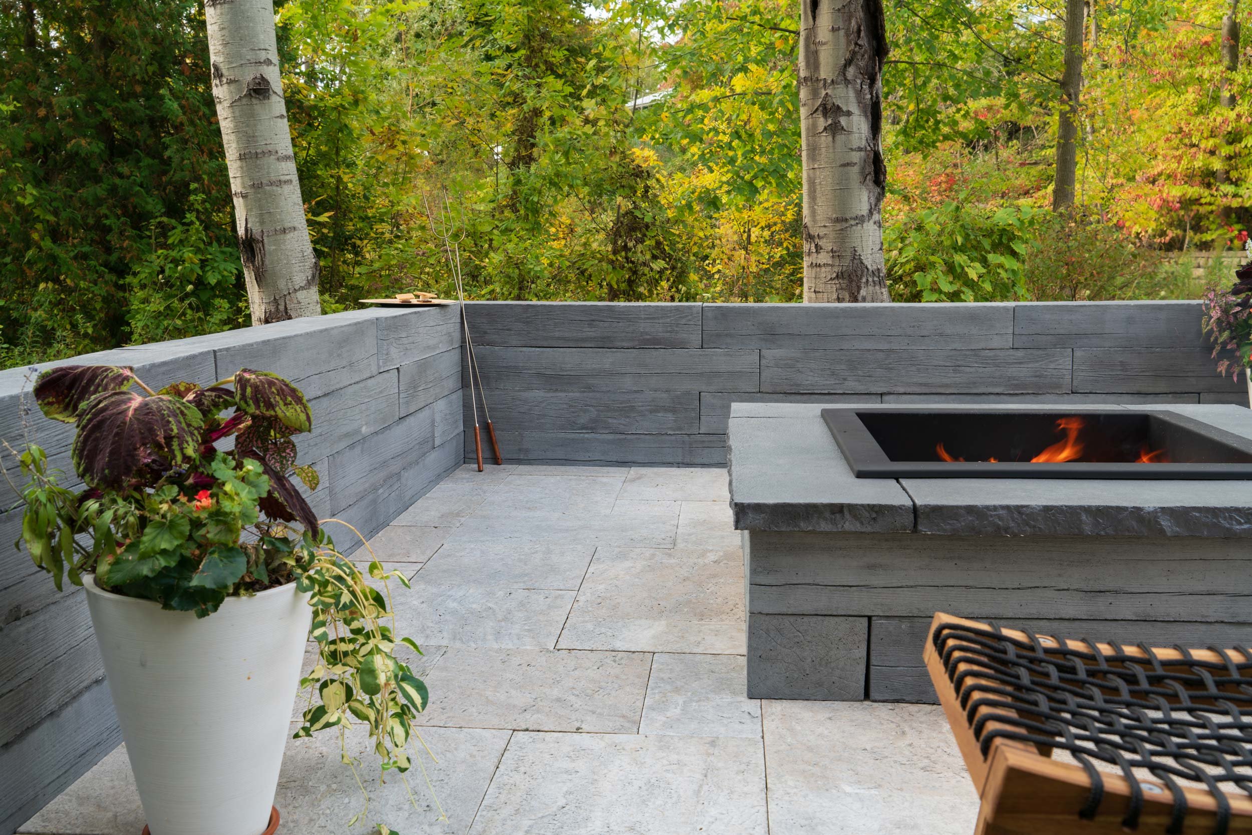 Heartwood landscape border and accent wall, residential project