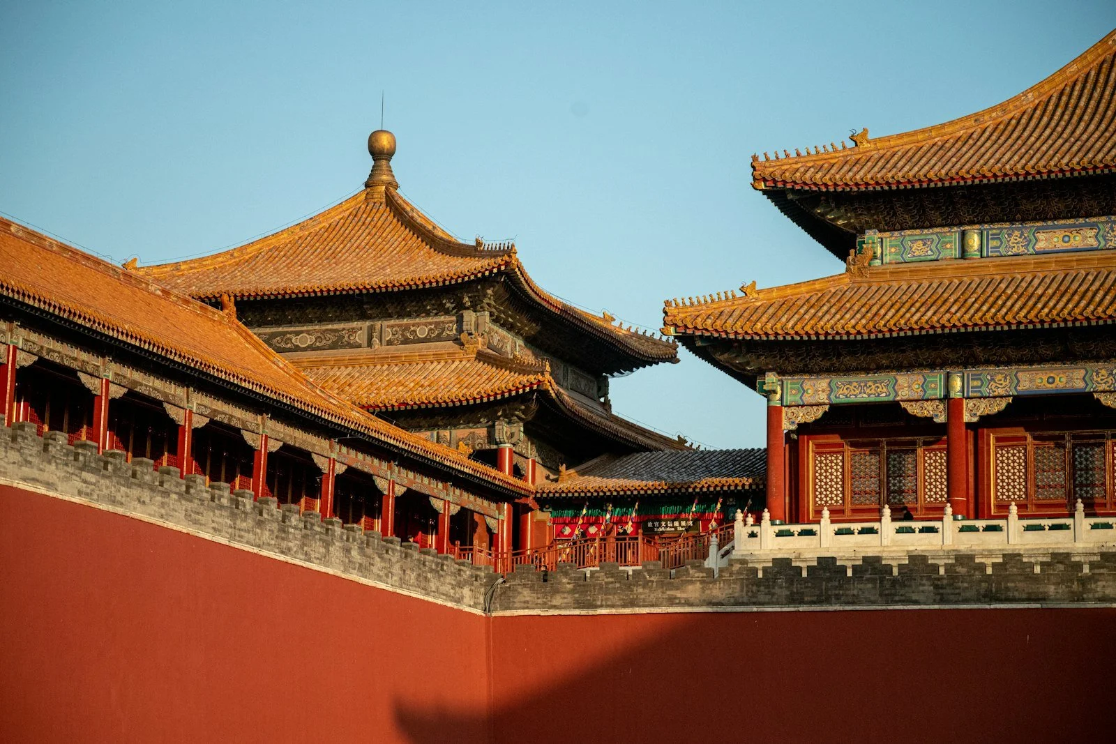 The red walls and golden roofs of the Forbidden City