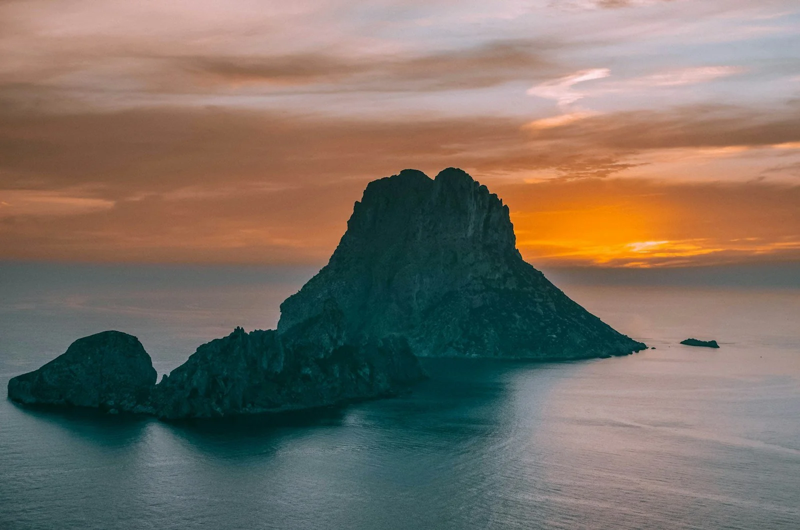 Sunset behind the island of Es Vedrà, Ibiza