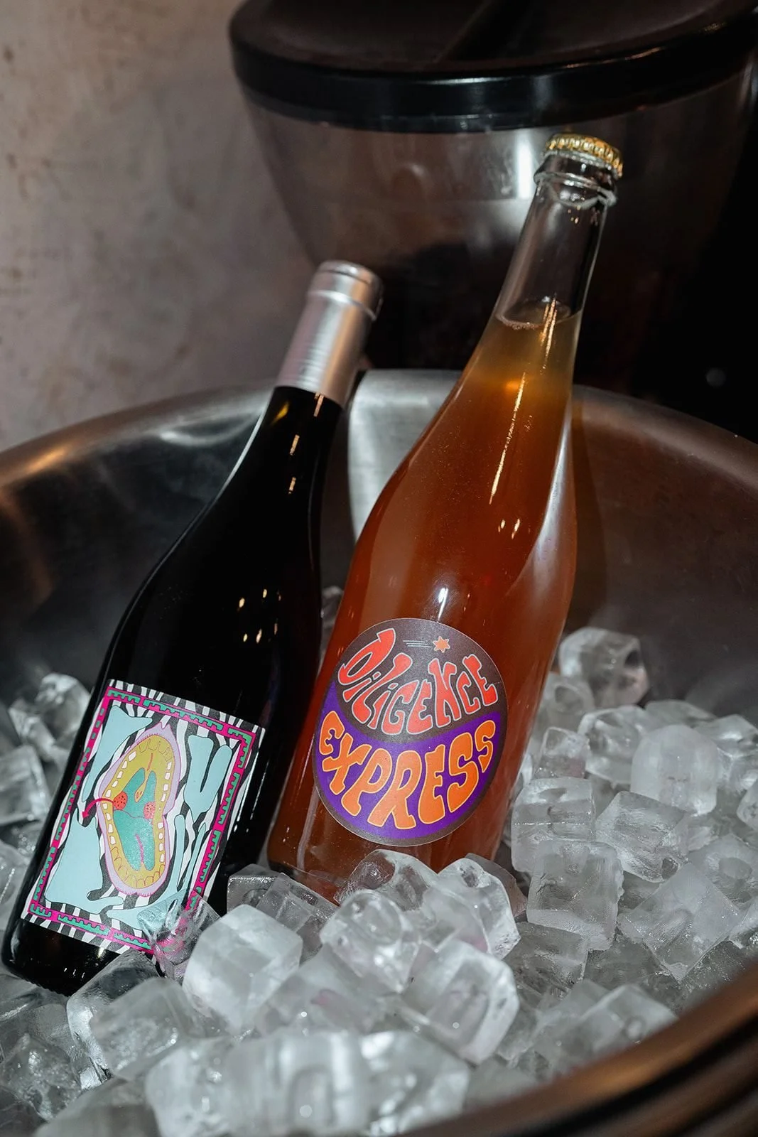 Gift box with bottles of natural wine