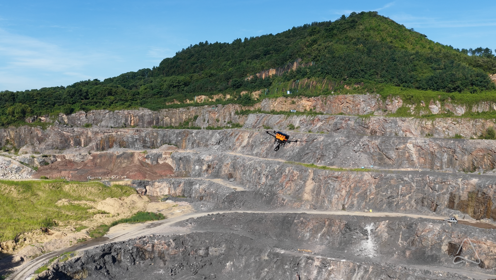 A2Z Longtail Dual Cargo drone over mine