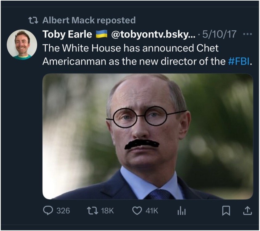 Albert Mack repost of satirical anti-Trump post
