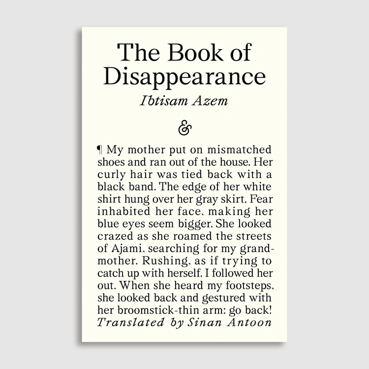 Book cover for Ibtisam Azem's novel The Book of Disappearance