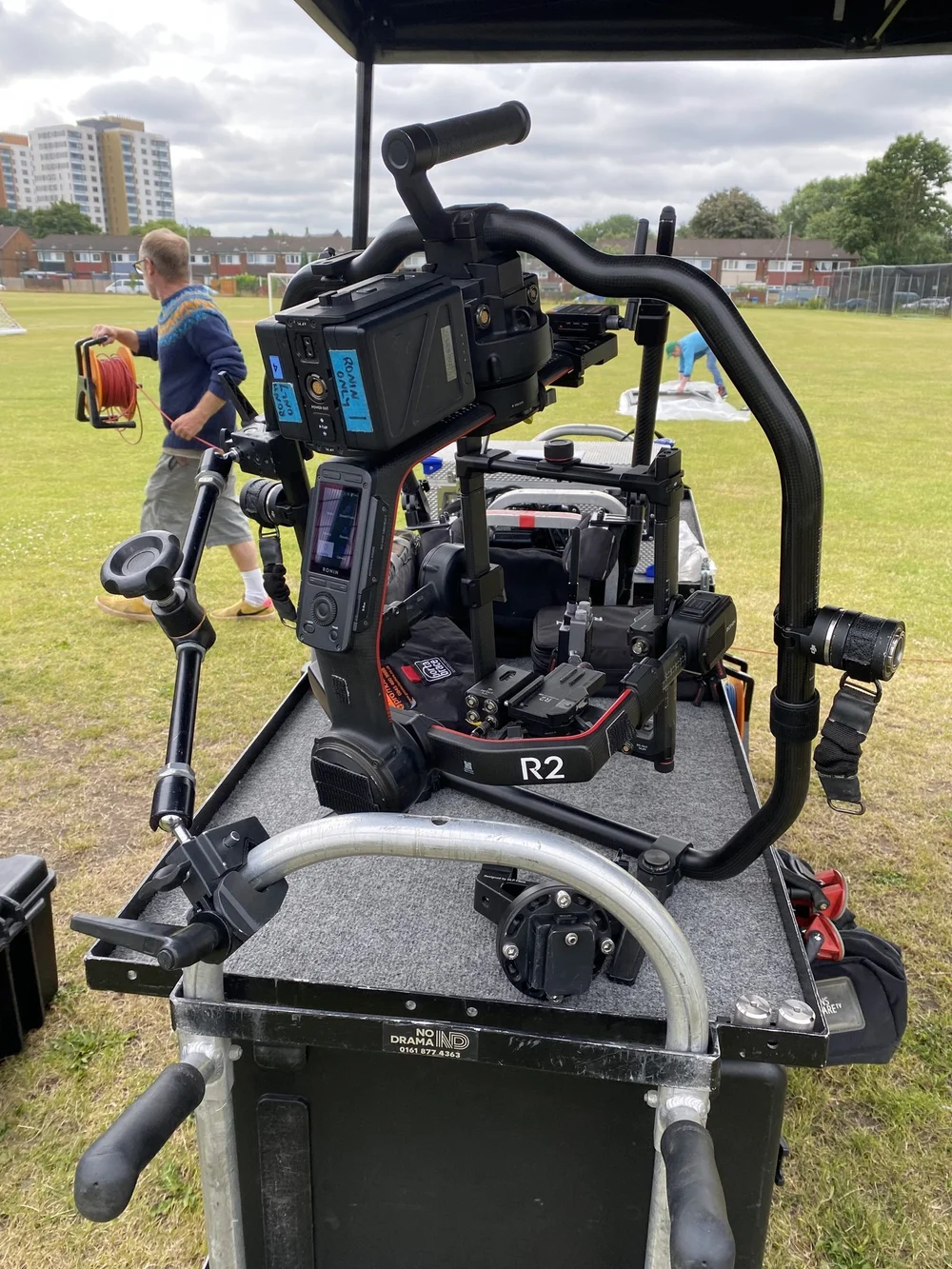 DJI Ronin 2 on its cart on a TV commercial set