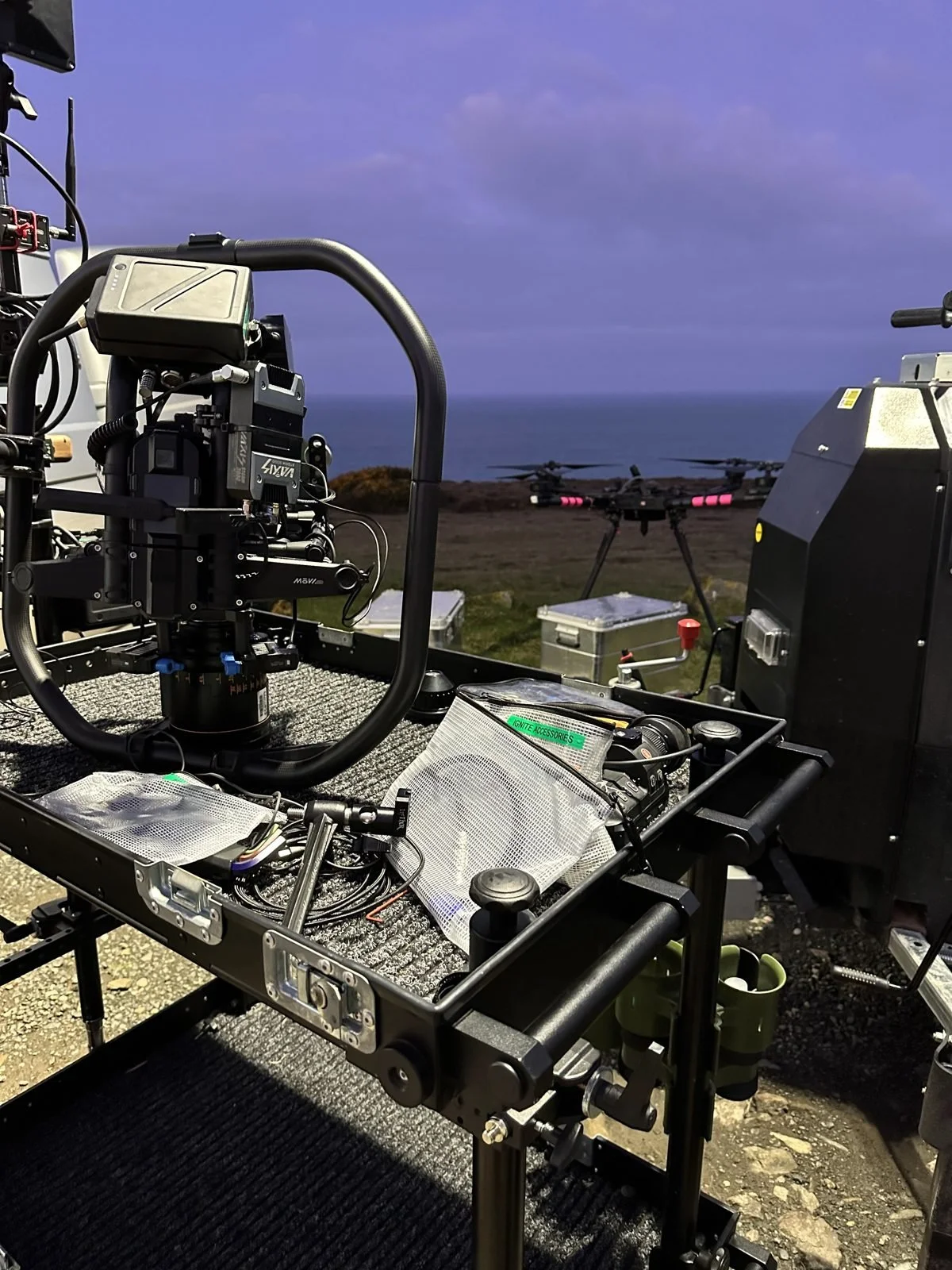 Alta X ground station cart at dusk