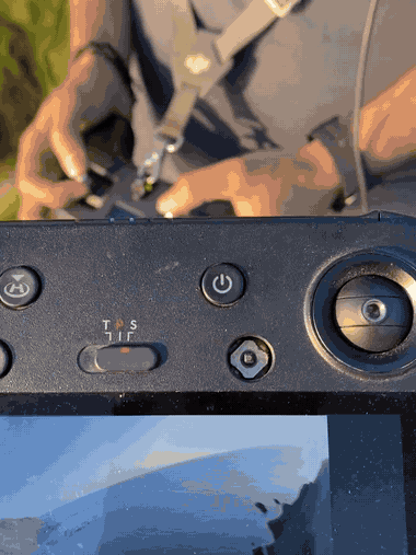 FPV flight along sea cliffs seen on the pilot's screen