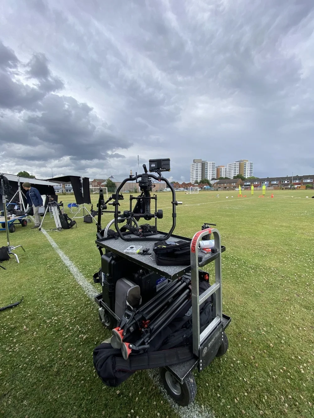 DJI Ronin 2 on set under a stormy sky