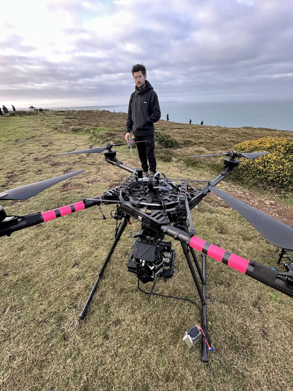 Freefly Alta X heavy lift cinema drone on a Cornish clifftop