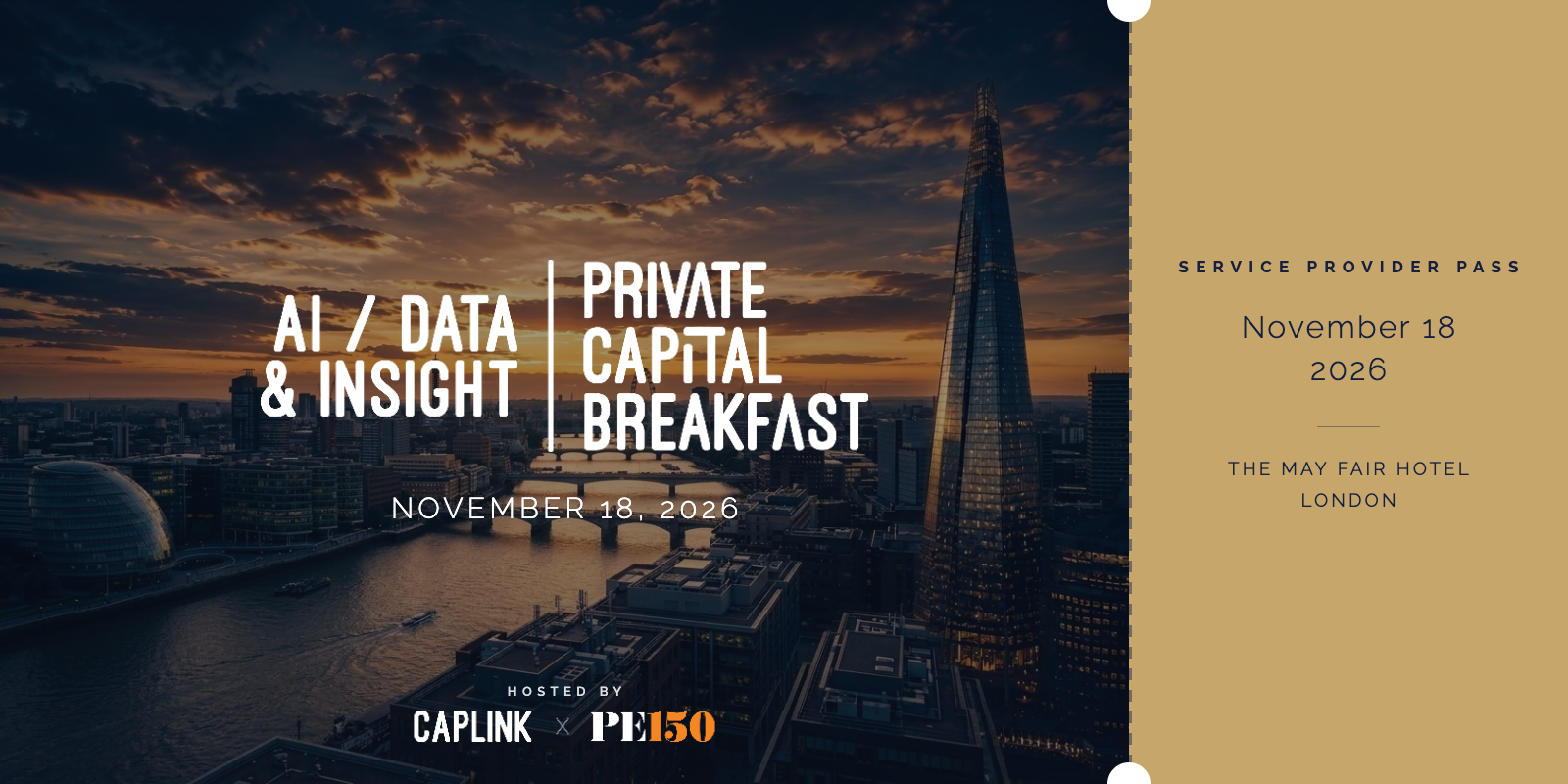 AI / Data & Insight Private Capital Breakfast, Service Provider Pass