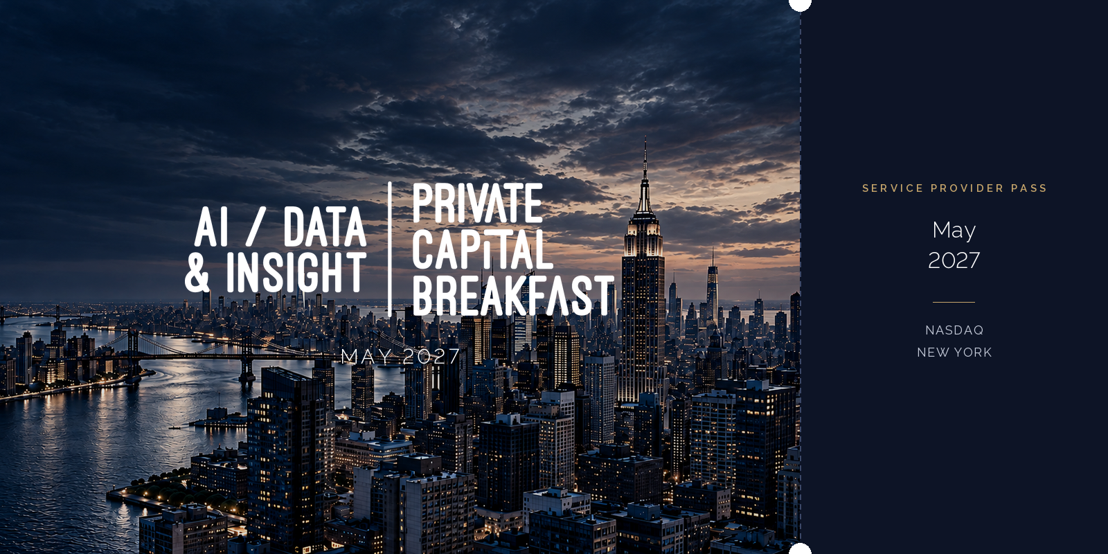 AI / Data & Insight Private Capital Breakfast, Service Provider Pass, New York, May 2027