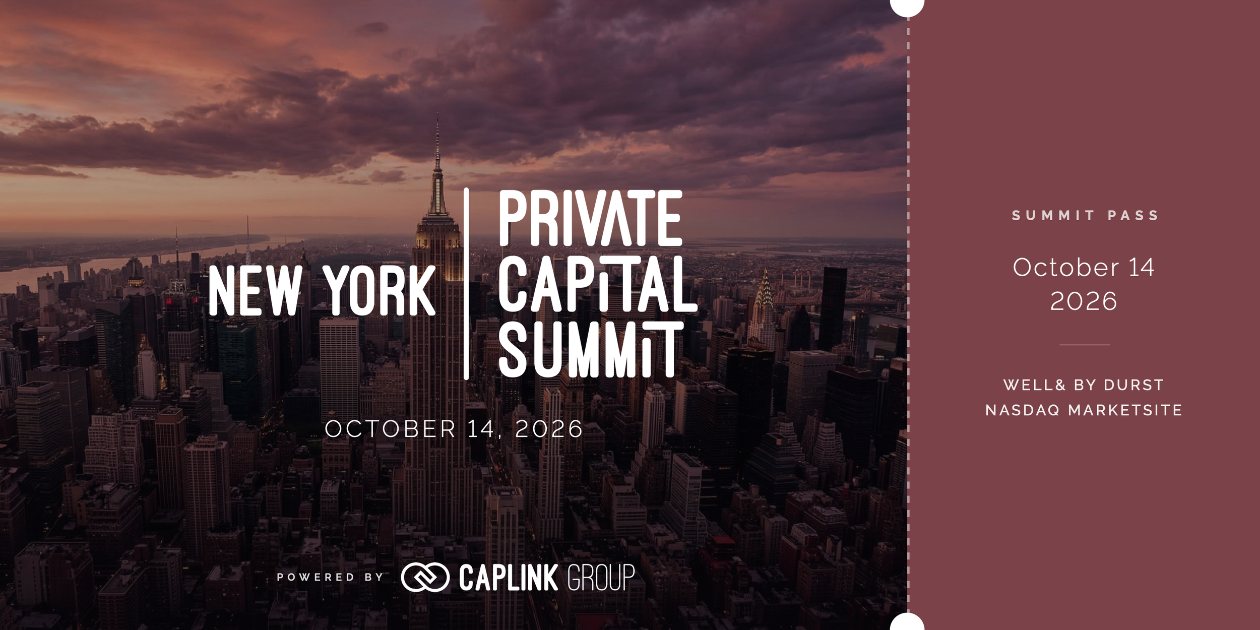 New York Private Capital Summit ticket, October 14 2026