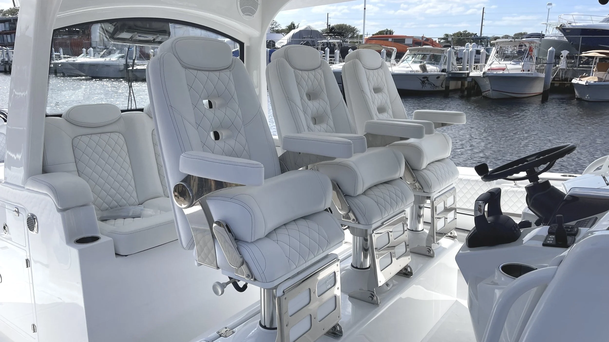South Florida marine upholstery motor yacht Fort Lauderdale South Florida marine upholstery on motor yacht interior Fort Lauderdale