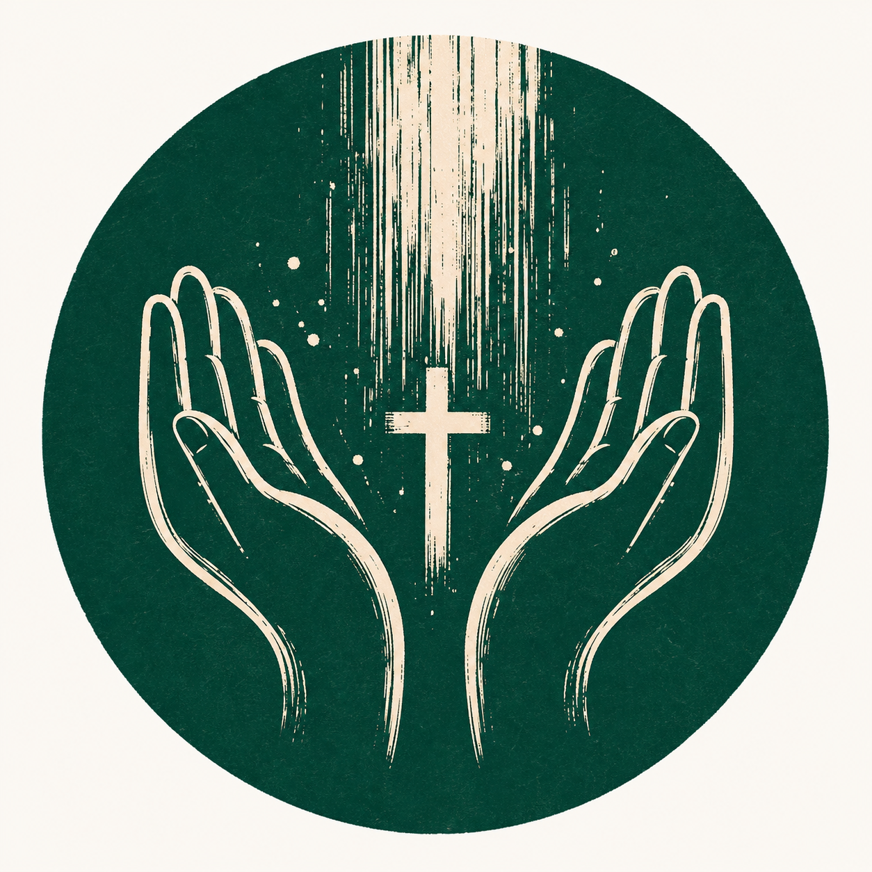 Open hands beneath a cross