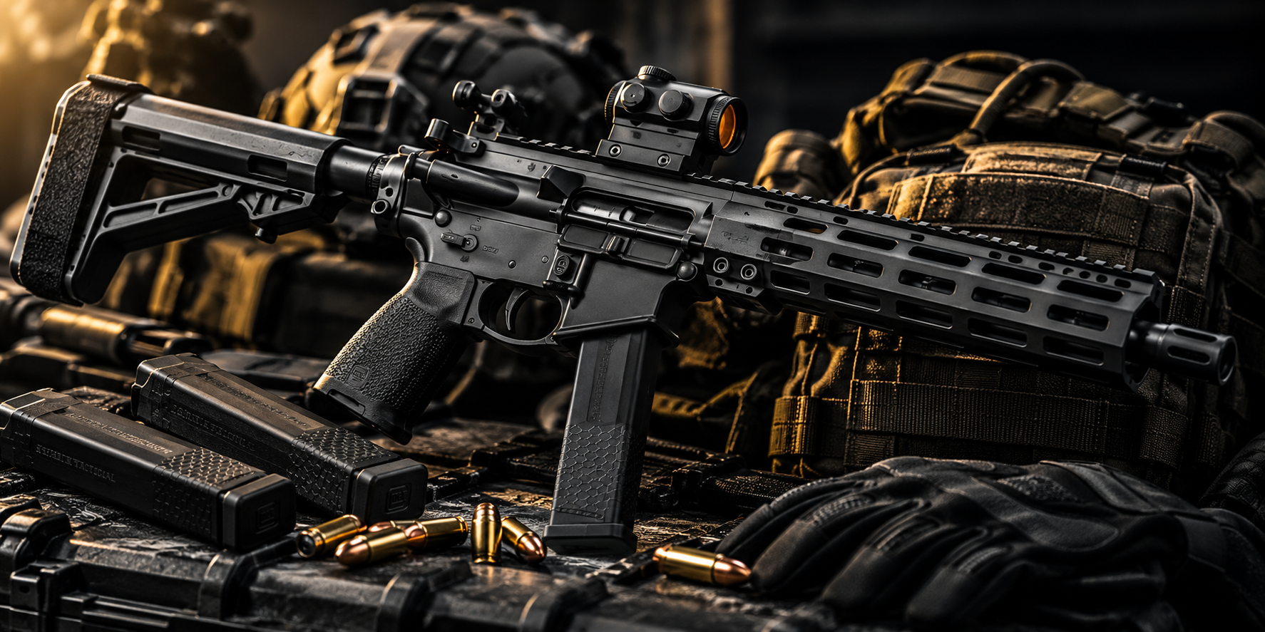 Glock-Mag Rifle with tactical background