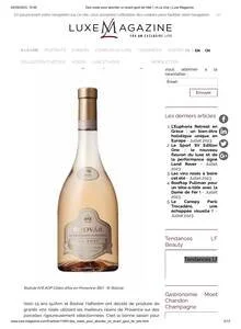 Luxe Magazine — Chêne Bleu rosé wine coverage