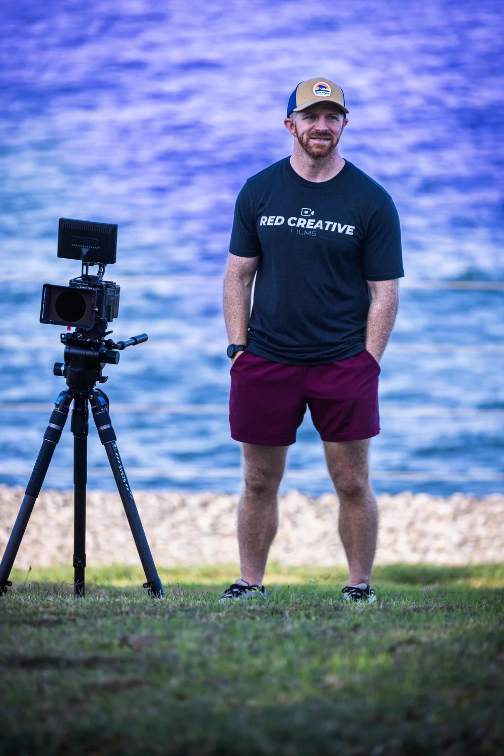 Camera set up by the lake