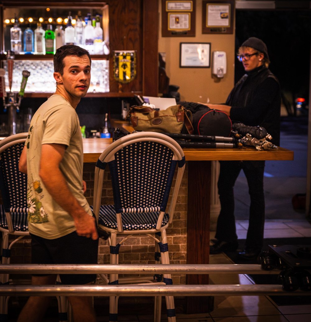 Rigging a dolly shot at OPA! Greek Taverna