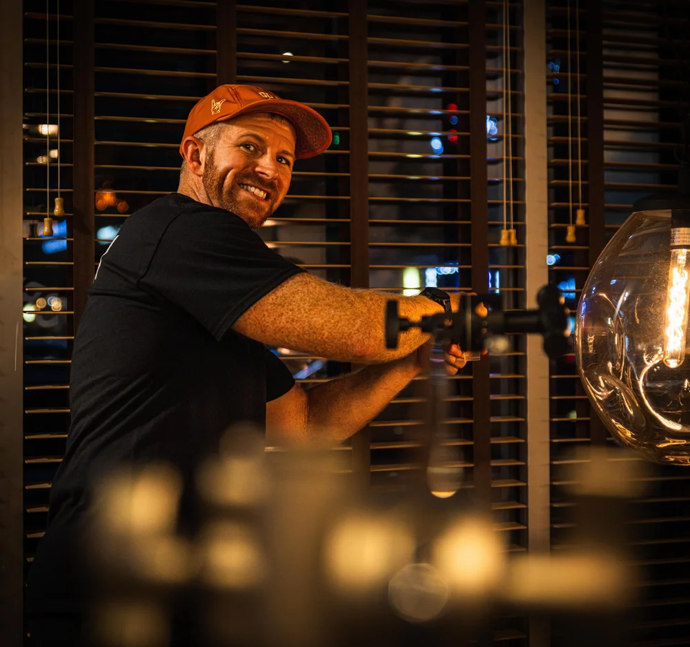 Lighting the booth at OPA! Greek Taverna