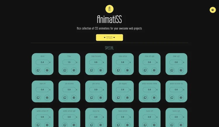 Screenshot of CSS Animation Library