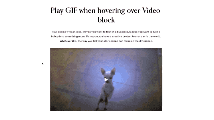 Showing a GIF as someone hovers their mouse over an image. 