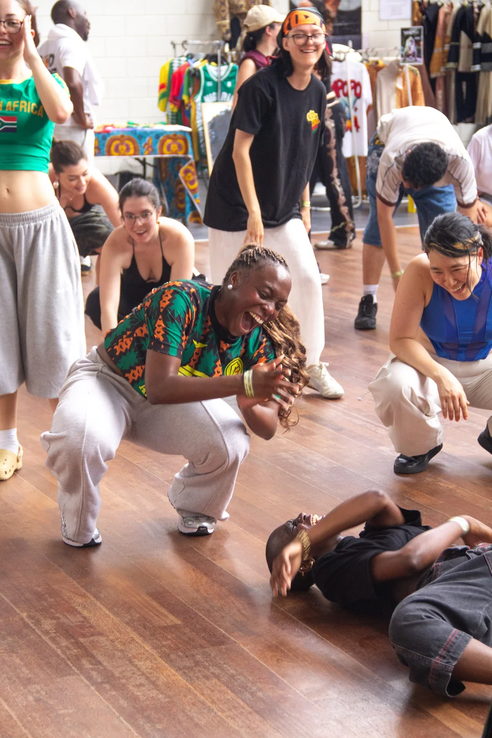 Laughter and connection during an AfroDrip dance class