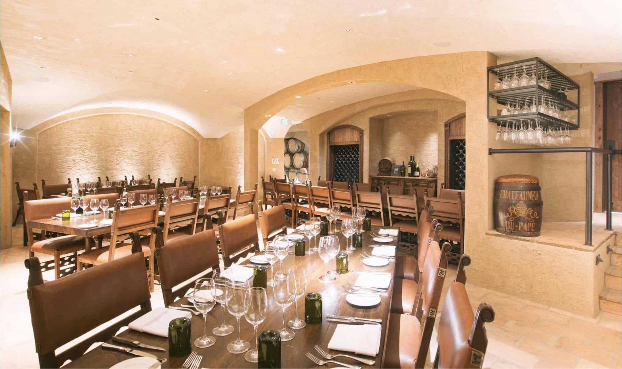 Private wine cellar dining room at Devil's Thumb Ranch