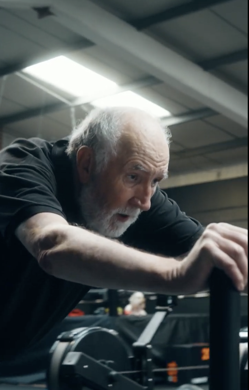 Over 60s MOVE member pushing a weighted sled