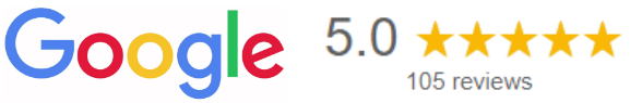 Google 5.0 star rating from 105 reviews