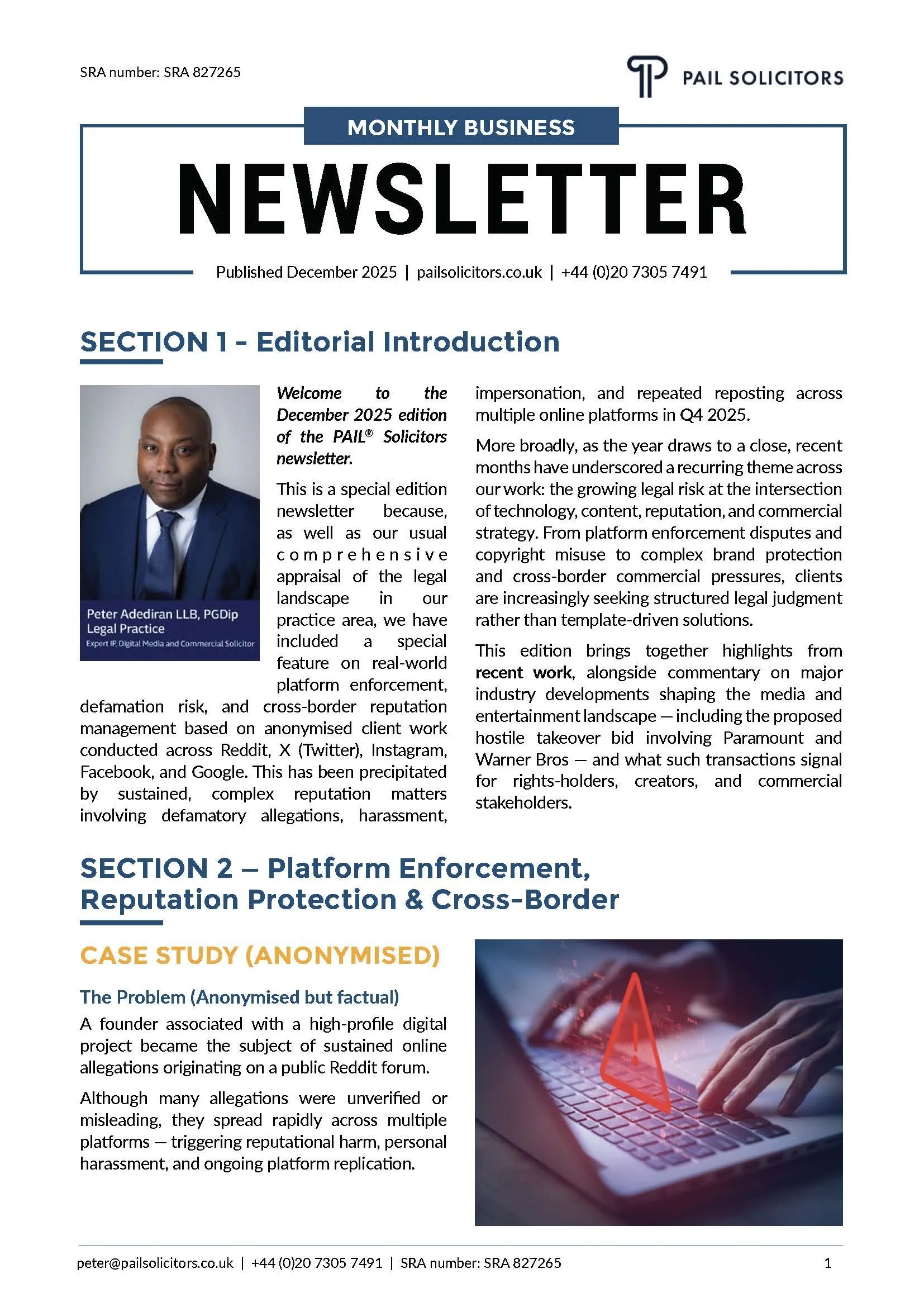 PAIL Solicitors December 2025 Newsletter