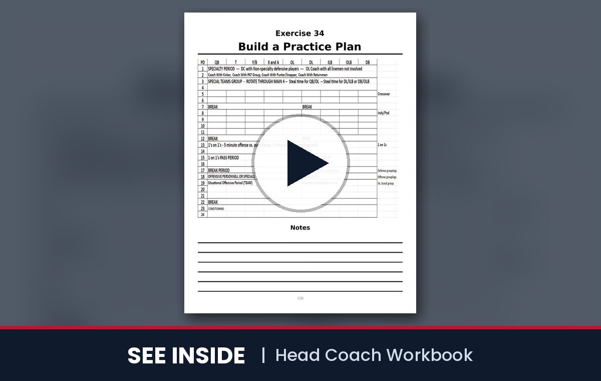 See inside Head Coach Workbook: short video of the inside pages