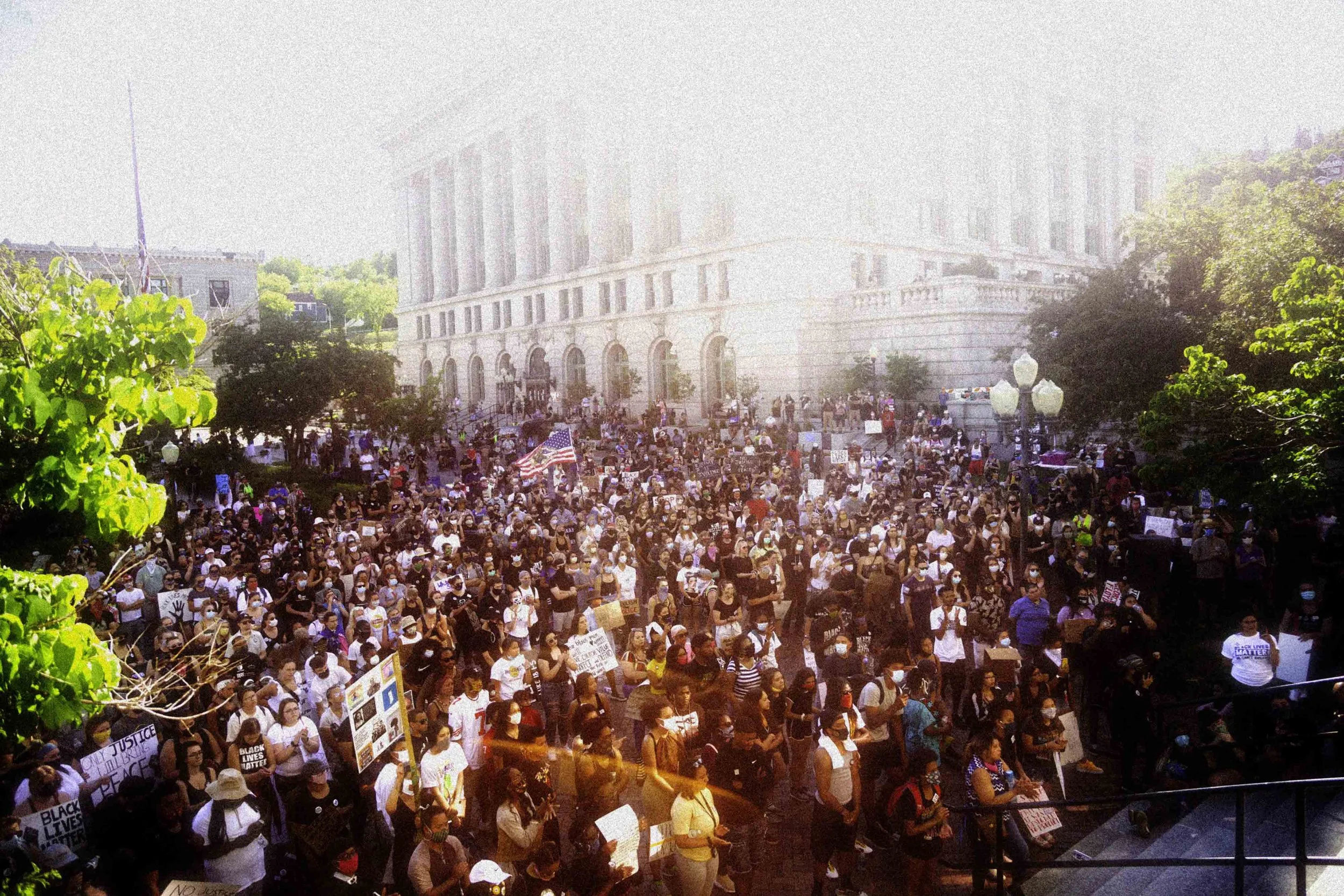 Pre-march program at the memorial