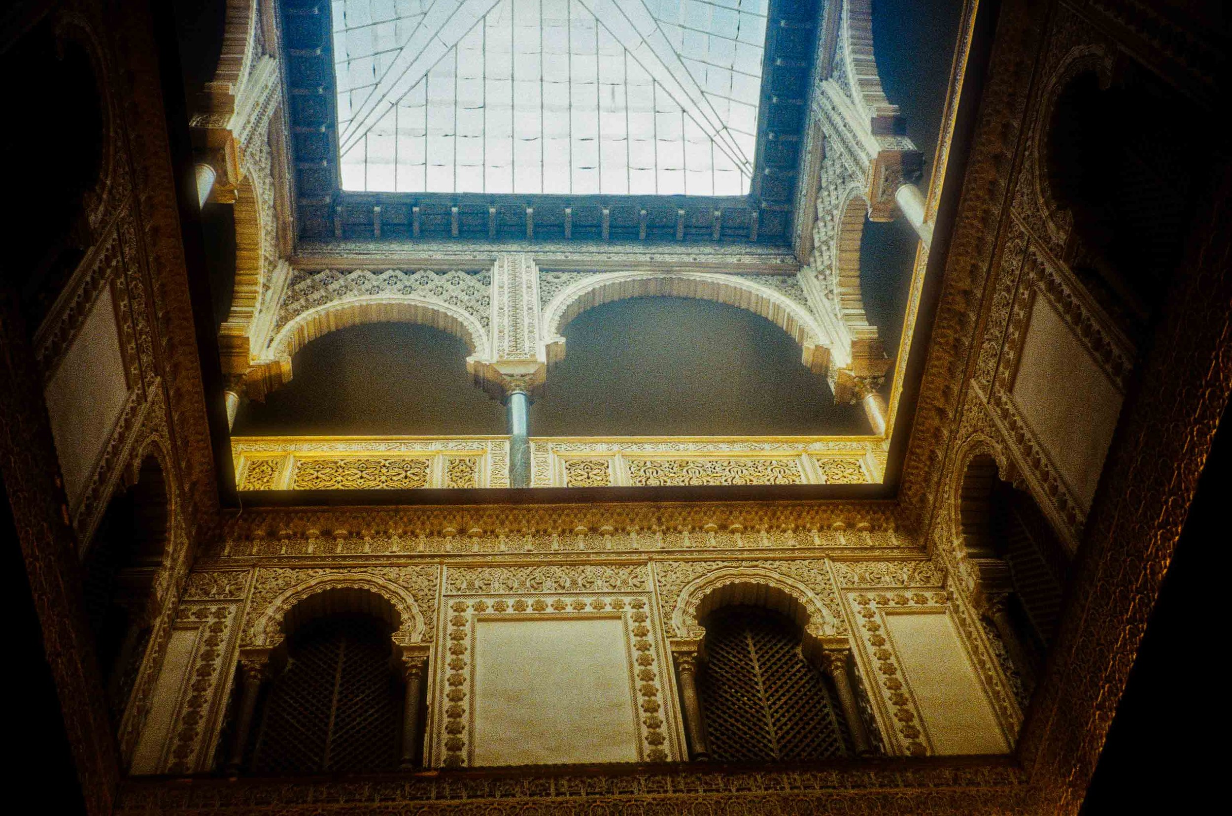 Real Alcazar palace garden Sevilla Andalusia Spain 35mm film