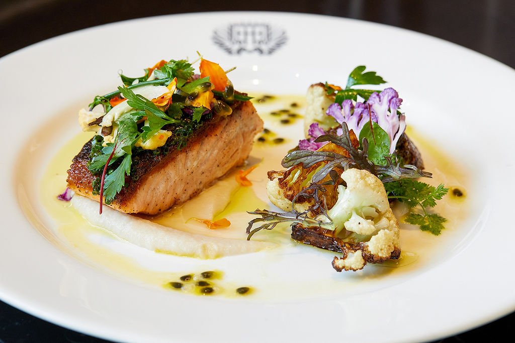 Kvarøy Arctic salmon with cauliflower and passion fruit at Holbrook House