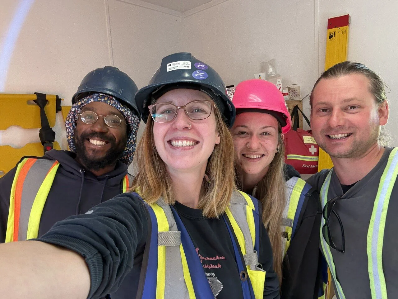 Blue Anvil quality assurance visit on a construction site seeing the two present blue anvil workers