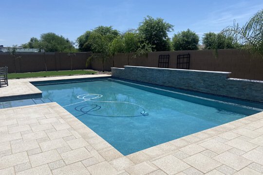 Grass lawn and paver walkway