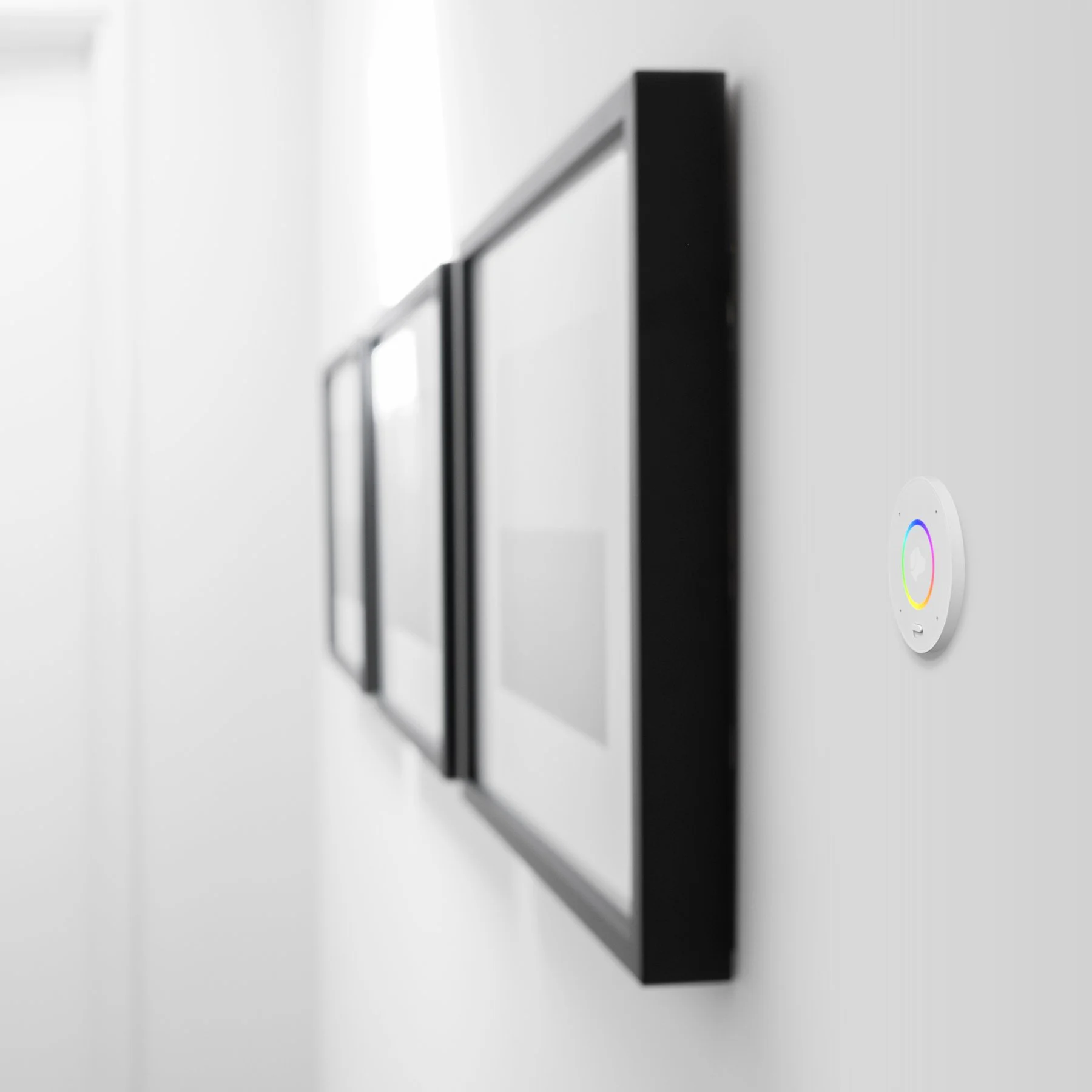 Josh Nano architectural microphone flush mounted in a wall, Coral White finish