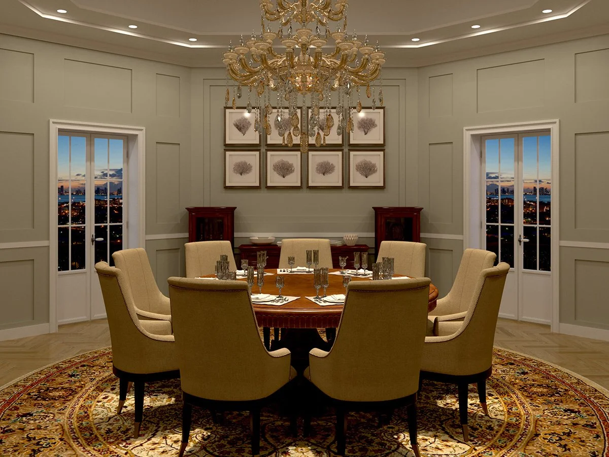 Luxury dining room with intuitive smart home scene control and warm ambient lighting for effortless entertaining | VIP Smart Homes