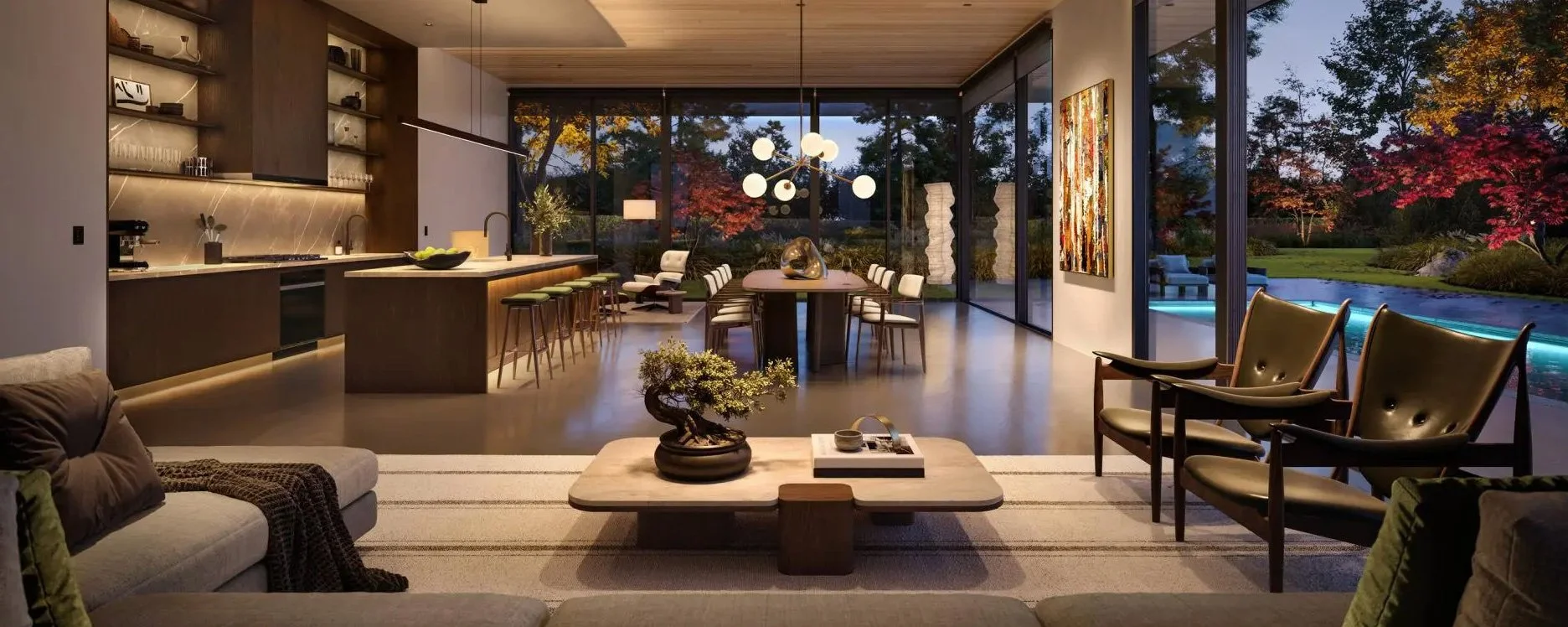 Luxury living room with integrated smart home technology and architectural lighting designed for interior designers | VIP Smart Homes Seattle