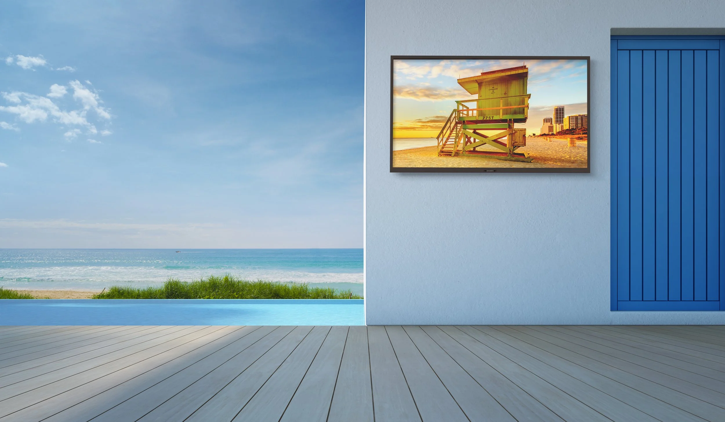 SunBrite V3 Architectural outdoor television integrated into luxury outdoor entertaining area | VIP Smart Homes