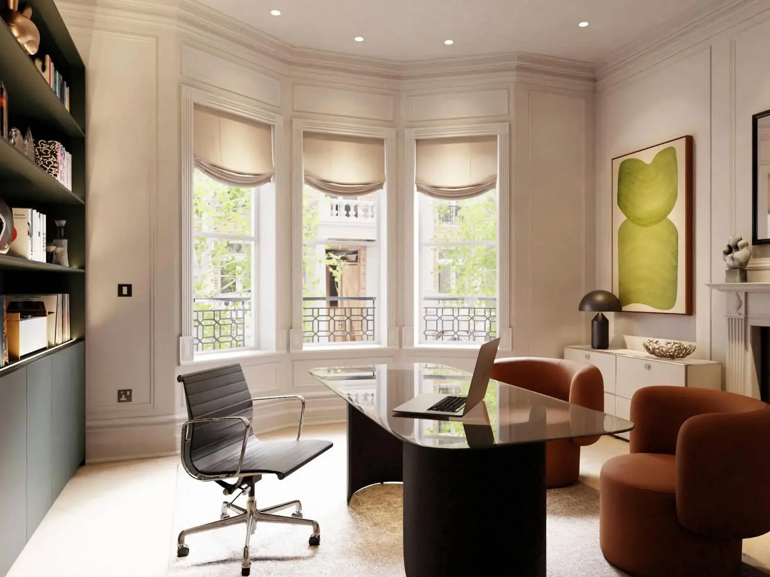 Lutron Ketra cool focused tunable light in luxury home office supporting deep work and concentration | VIP Smart Homes Seattle