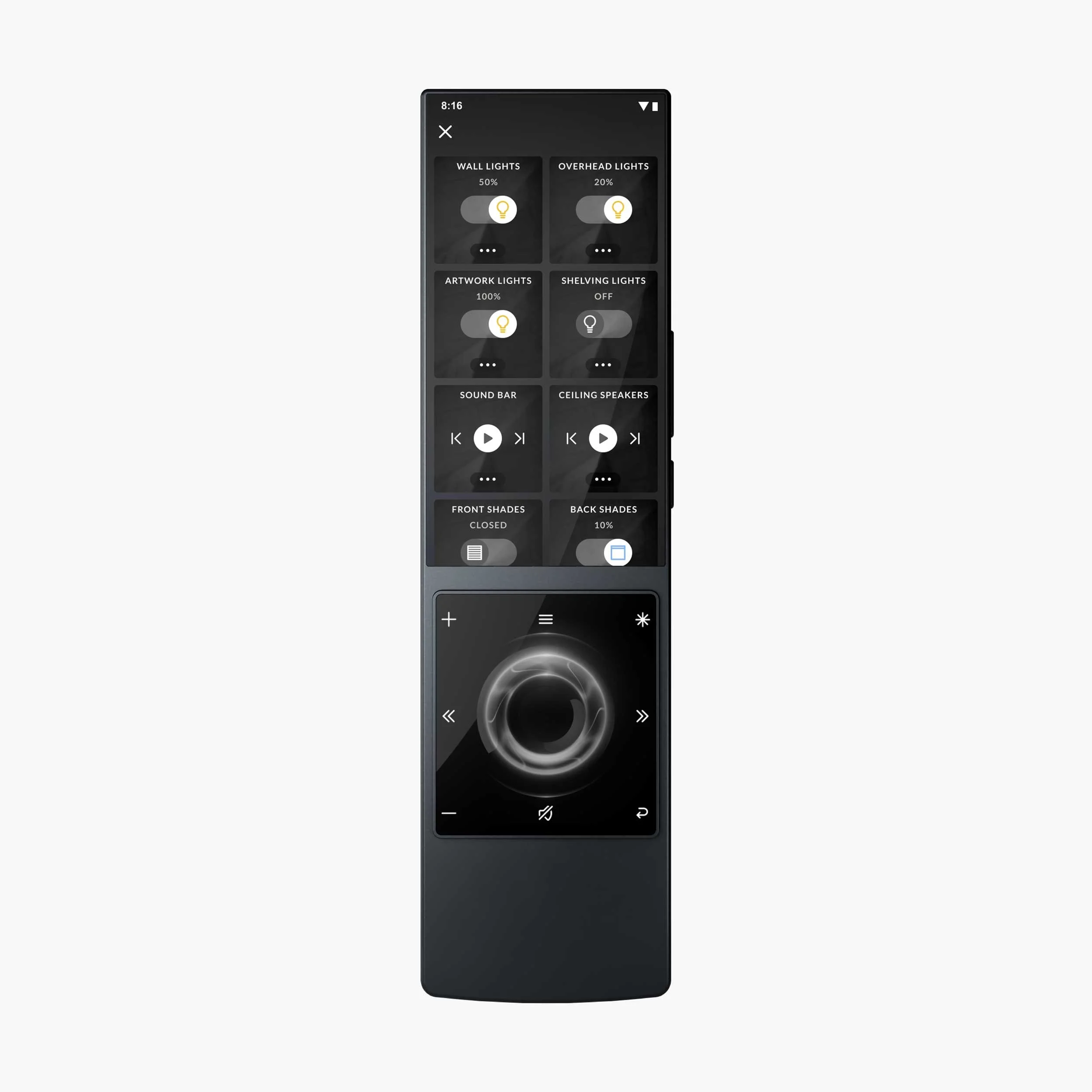 AVA Cinema Remote by Josh.ai showing lighting and scene control | Eastside smart home automation