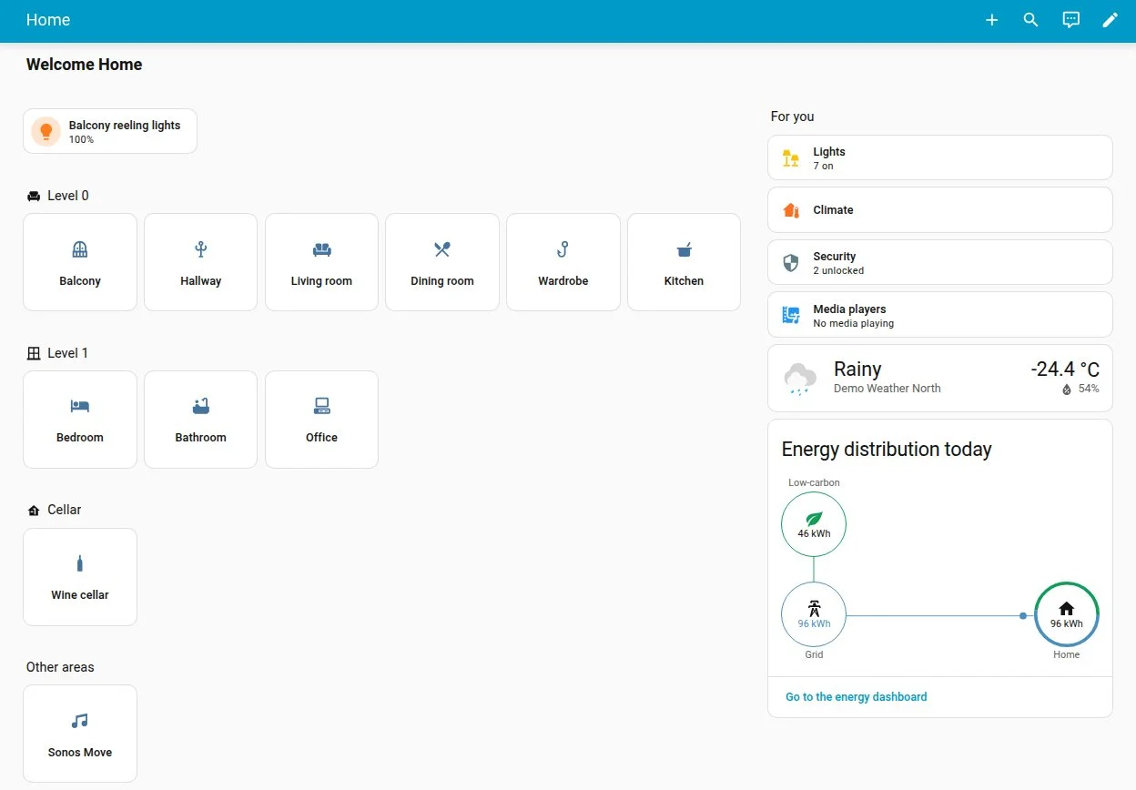 Home Assistant Desktop Dashboard Showing Rooms, Lighting, Climate, Security, and Energy in One View | VIP Smart Homes Seattle