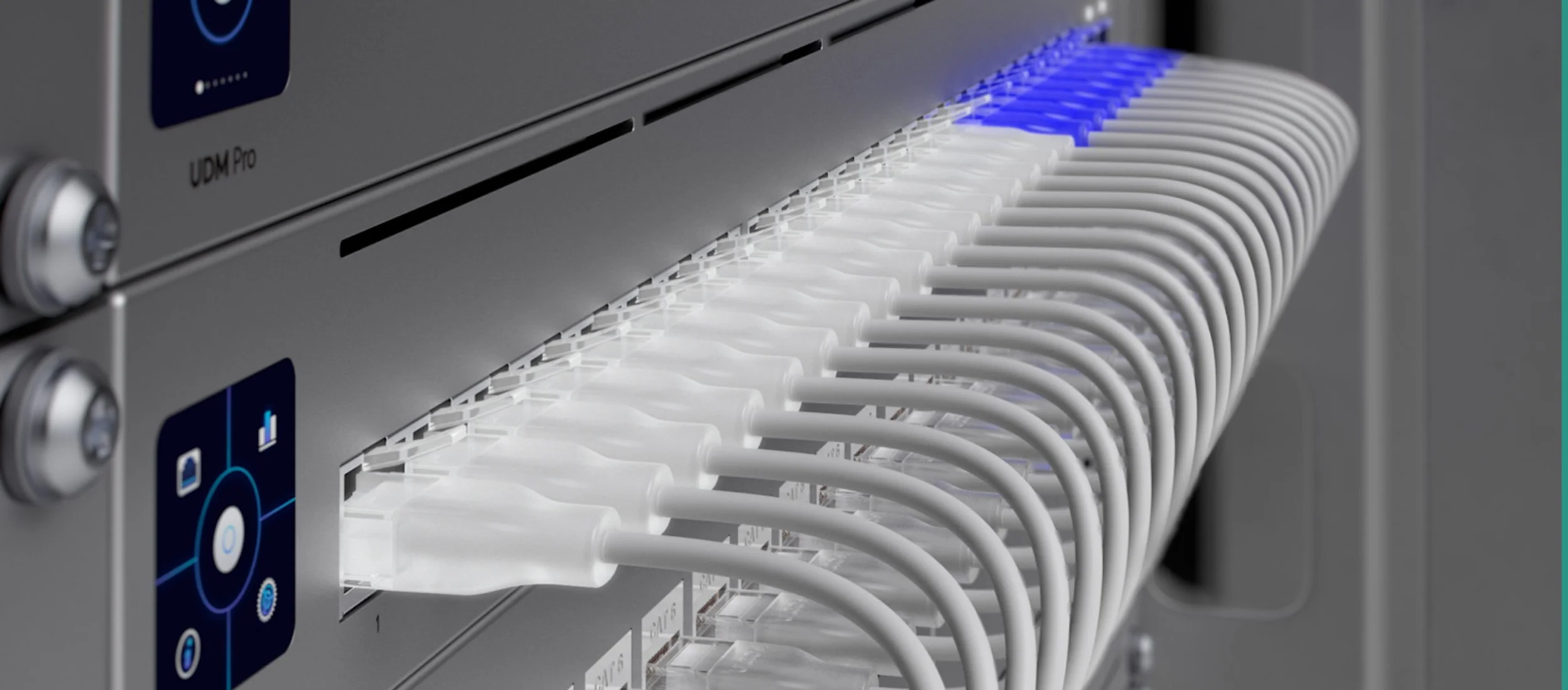 UniFi Etherlighting Patch Cables Illuminated in Professional Equipment Rack for Luxury Smart Home | VIP Smart Homes Seattle