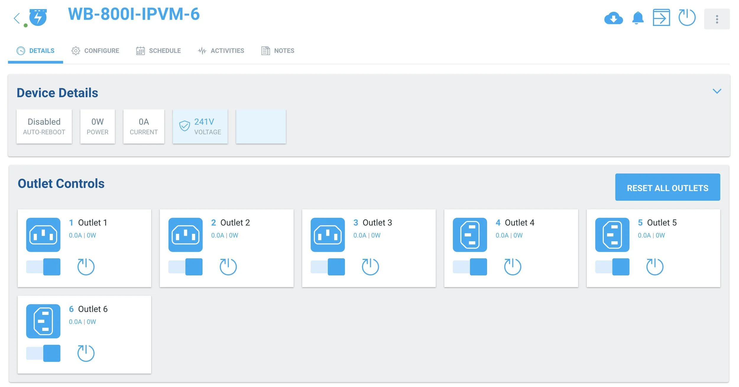 WattBox OvrC App Control Interface Showing Real Time Power Management, Outlet Status, and Remote Reboot Controls | VIP Smart Homes