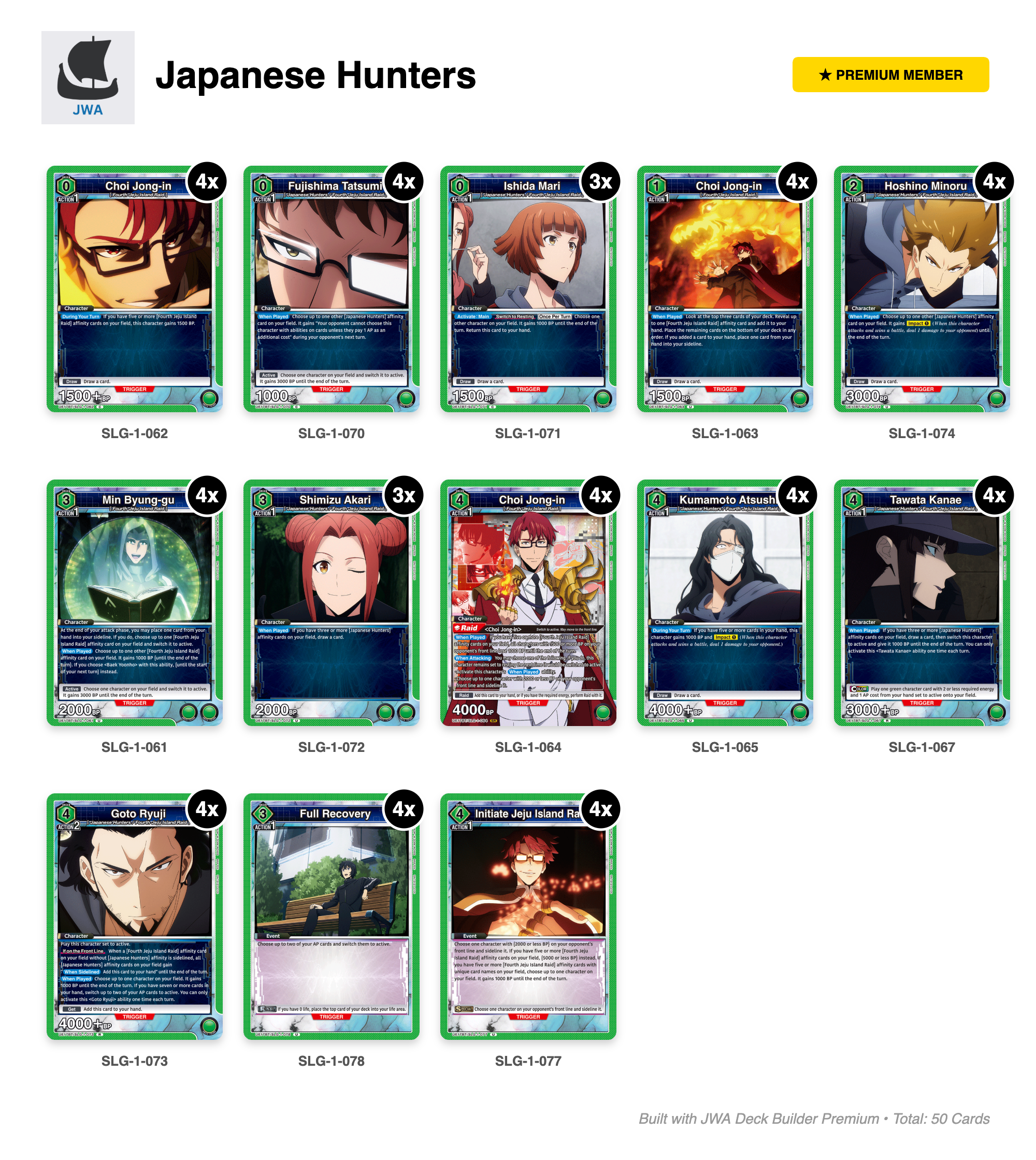 Solo Leveling Deck List