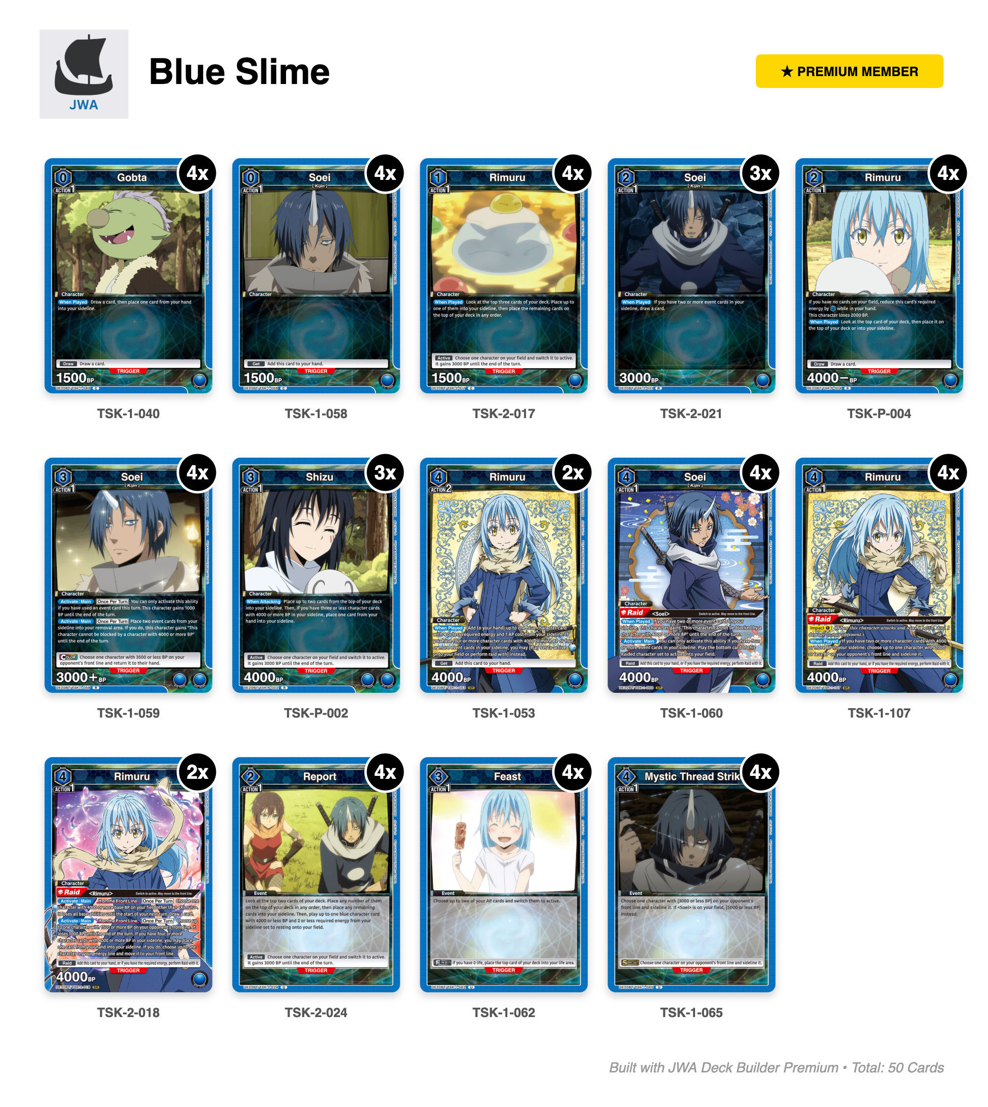 UE20BT: That Time I Got Reincarnated as a Slime Deck List