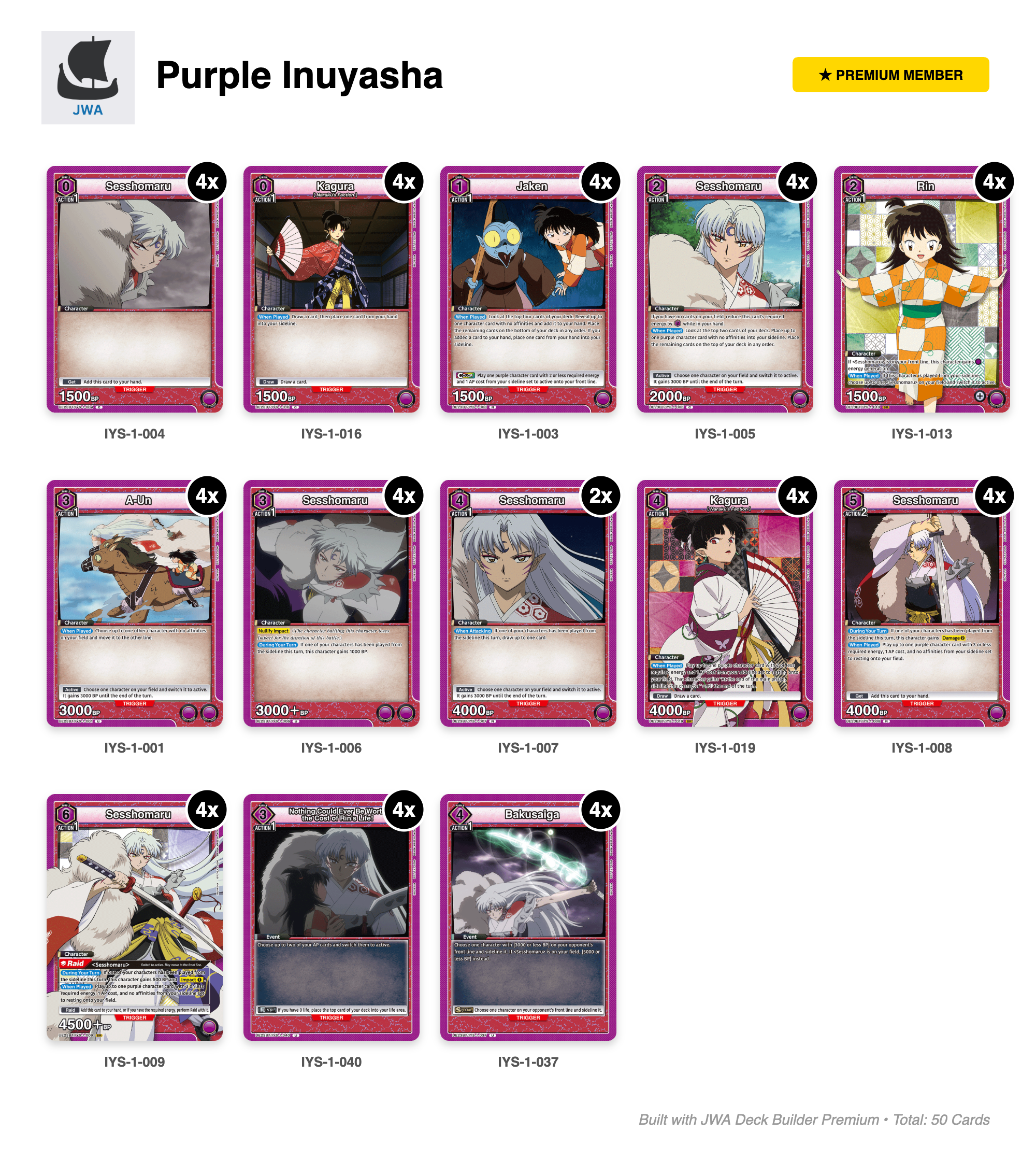 Inuyasha Deck List